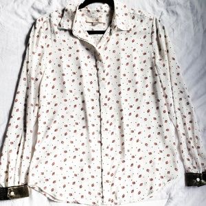LOFT berry/ misletoe button down